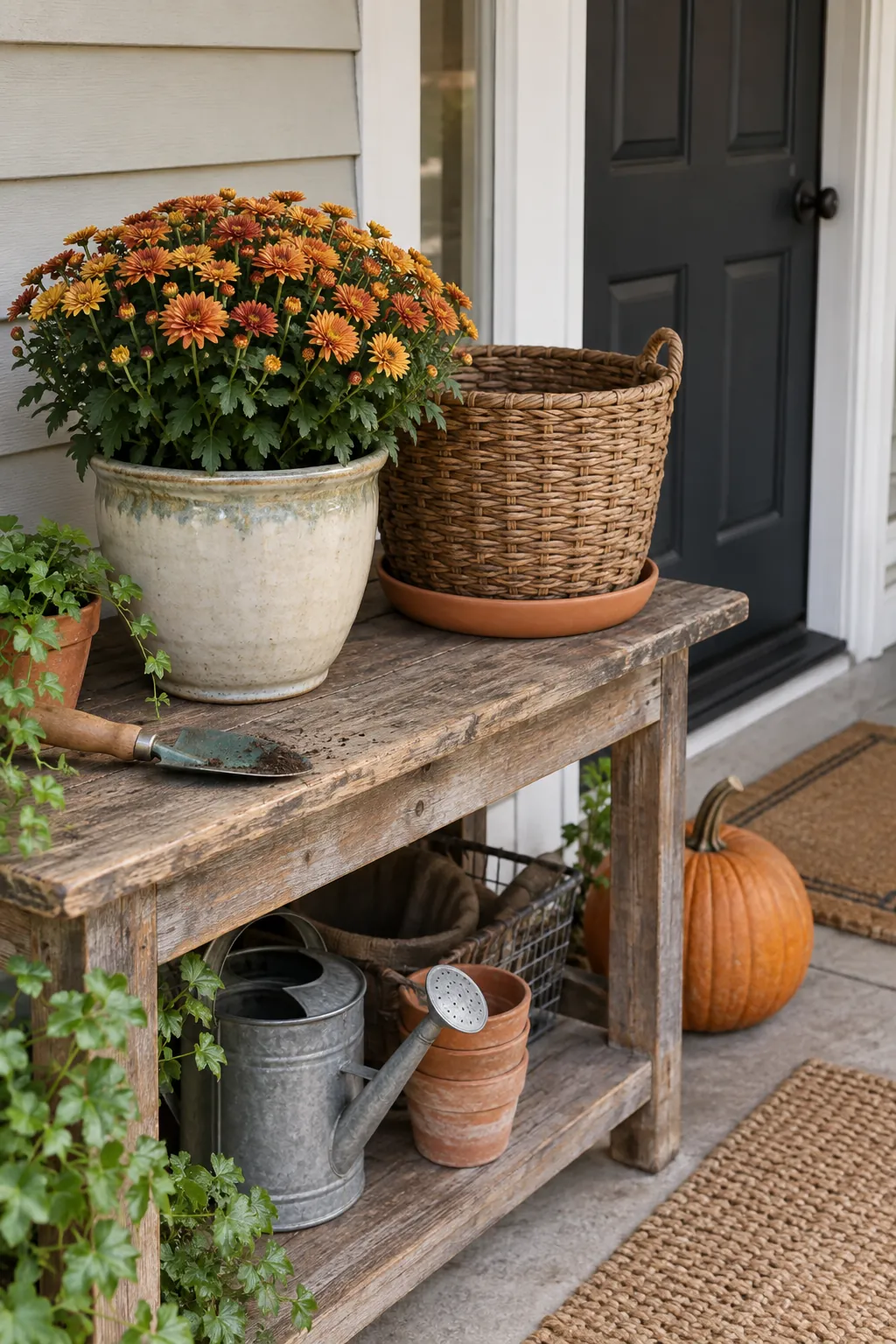 Reuse Summer Planters and Containers example for budget fall porch decorating