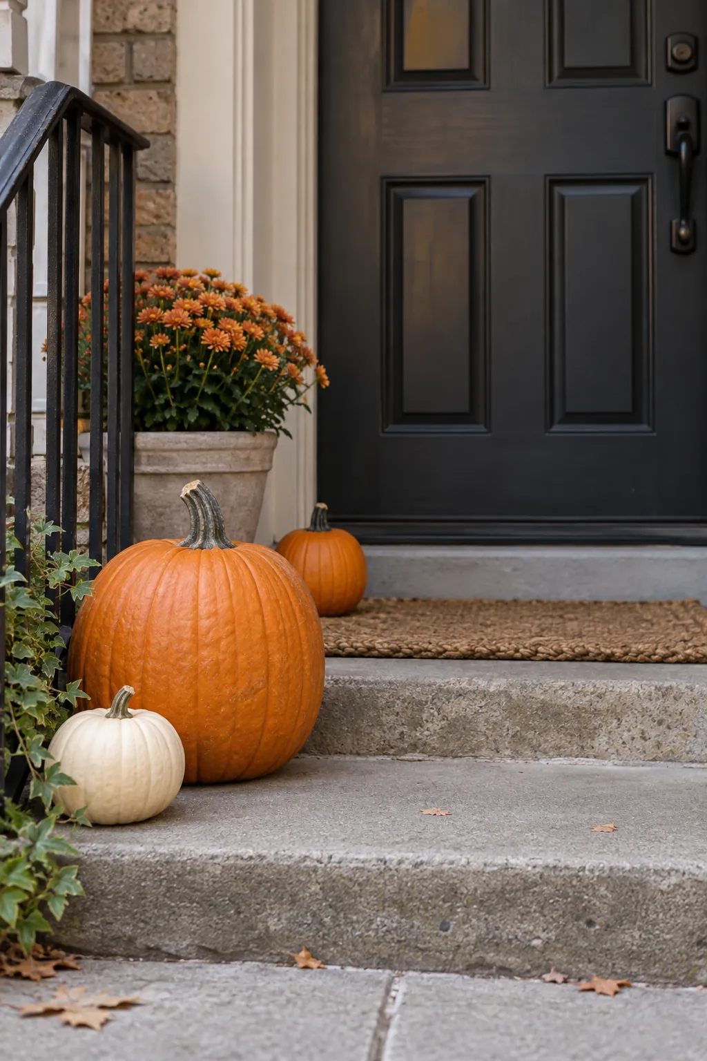 Choose Pumpkins for the Space example for budget fall porch decorating
