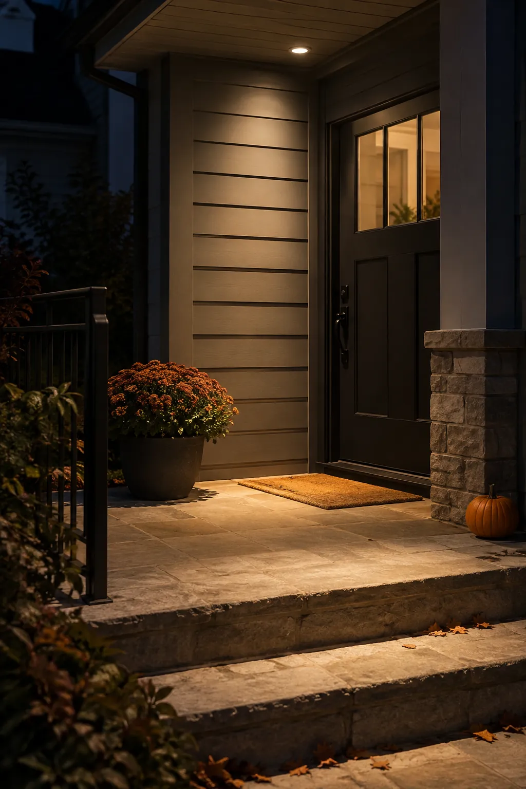 Downward Light for the Front Step fall porch lighting example