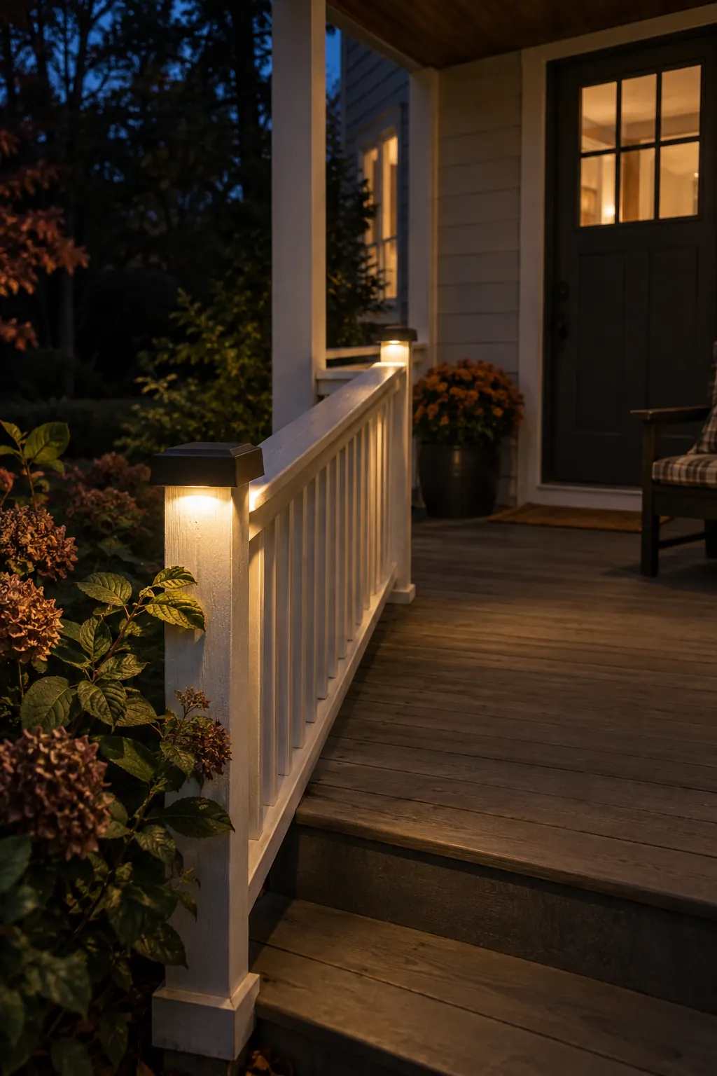 Railing Lights That Define the Edge fall porch lighting example