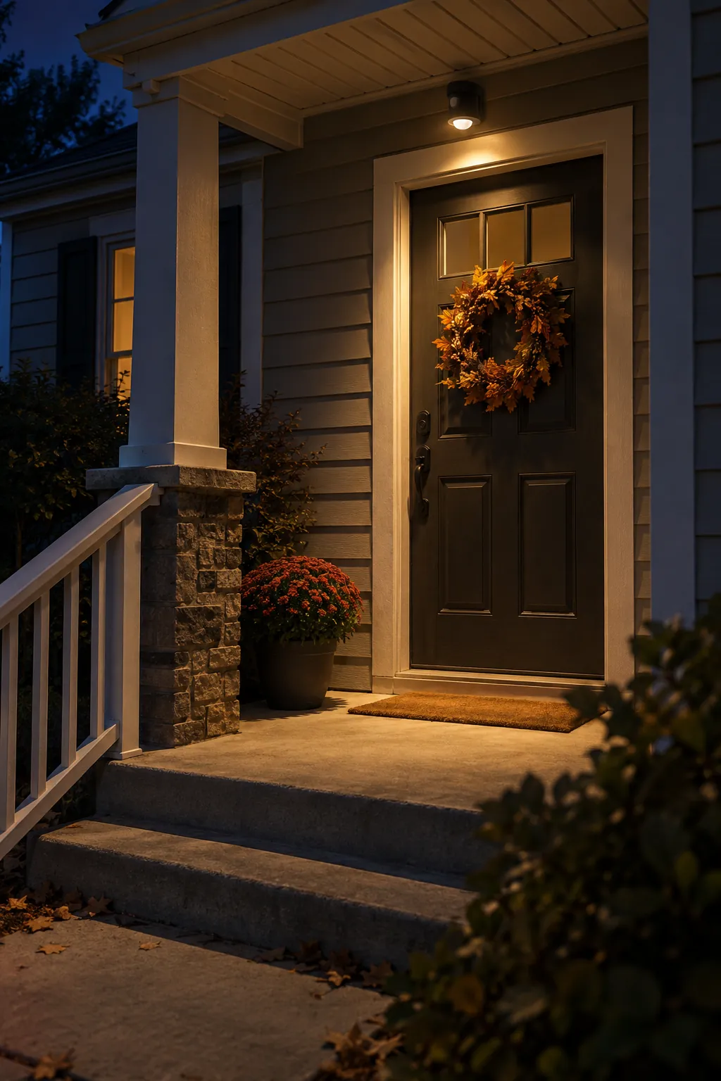 Motion Light With a Gentle Setting fall porch lighting example
