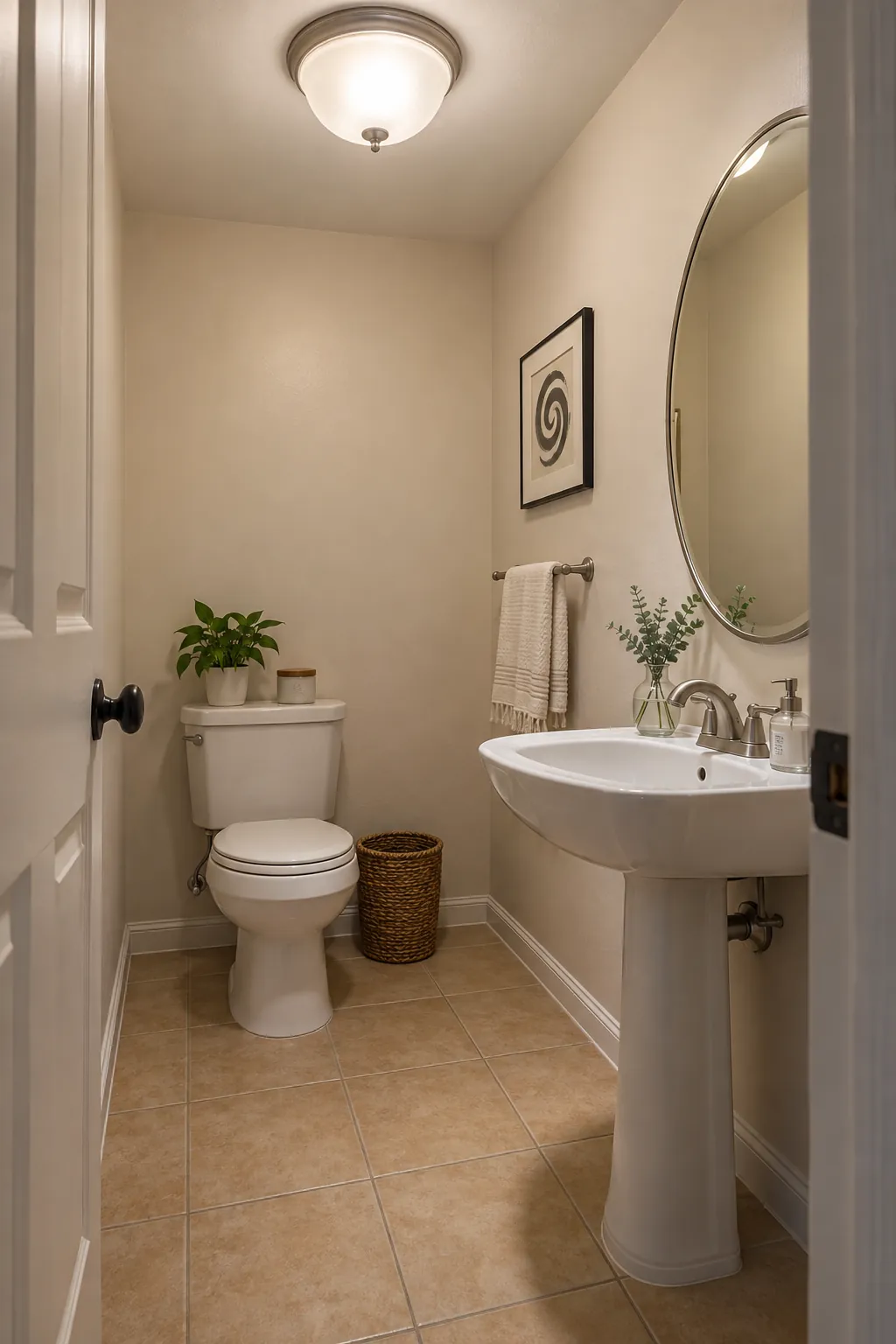 Bulb choice in a windowless powder room with existing tile