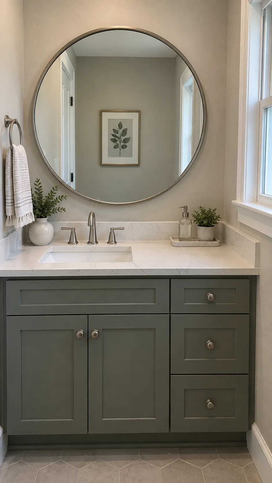 choose width from usable wall and counter space in a powder room with an offset sink