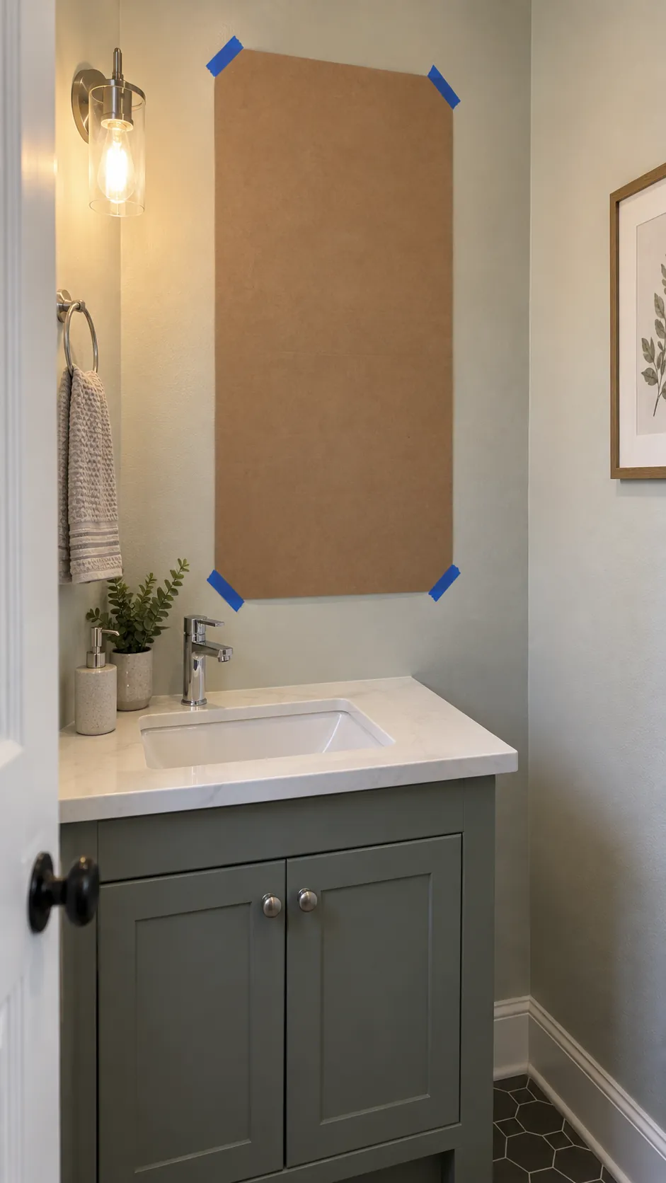 set height for real users in a powder room with an offset sink