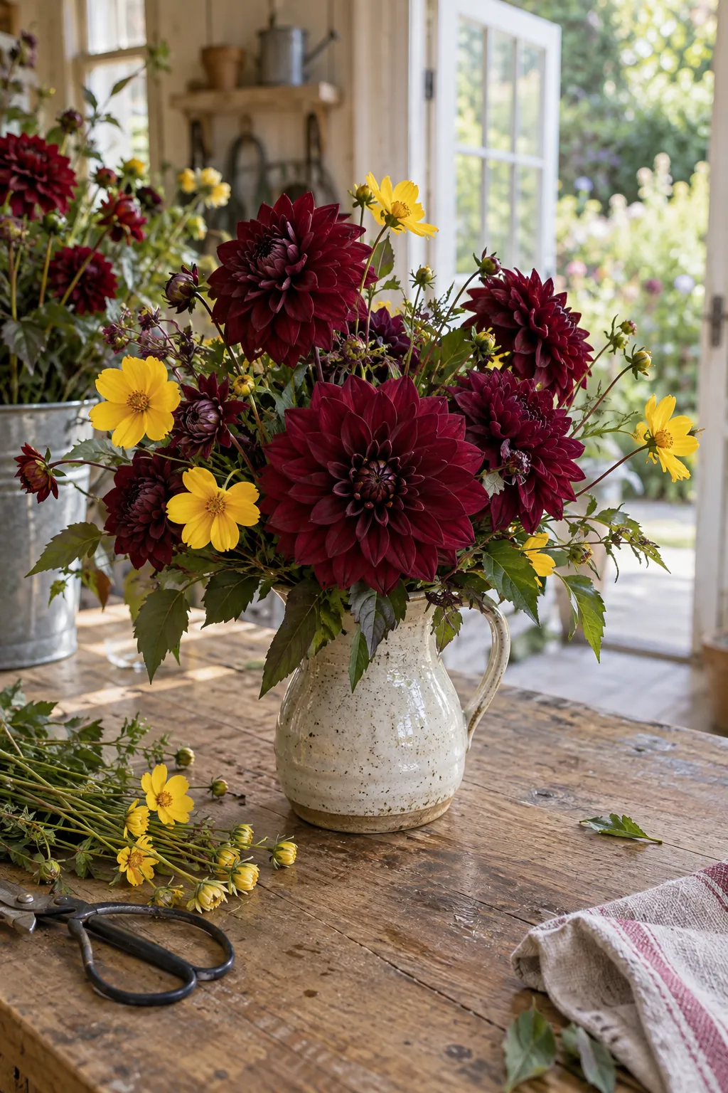 Burgundy and yellow flowers showing how to choose a leading color
