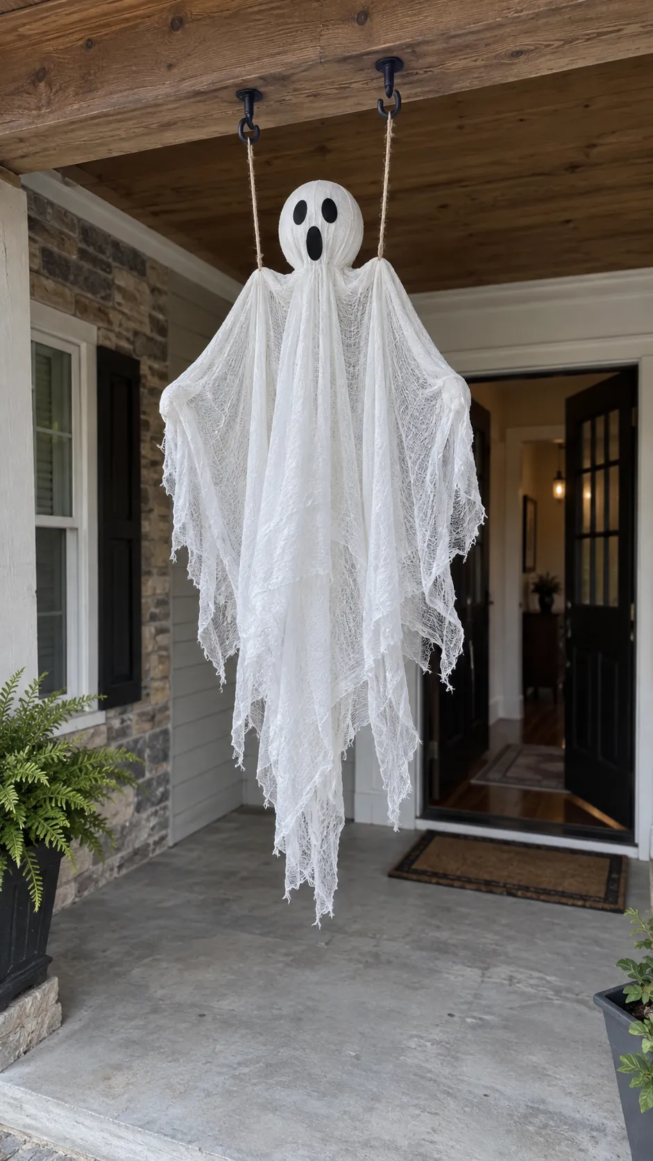 DIY fabric ghost wind control showing hang from two points when the setting allows it