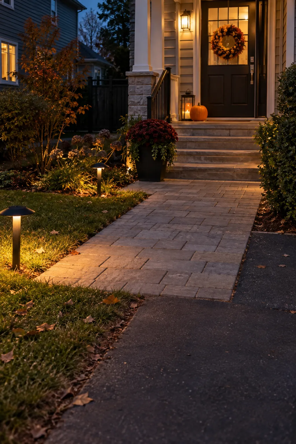 Give waiting families somewhere to stand on a Halloween porch with clear guest space