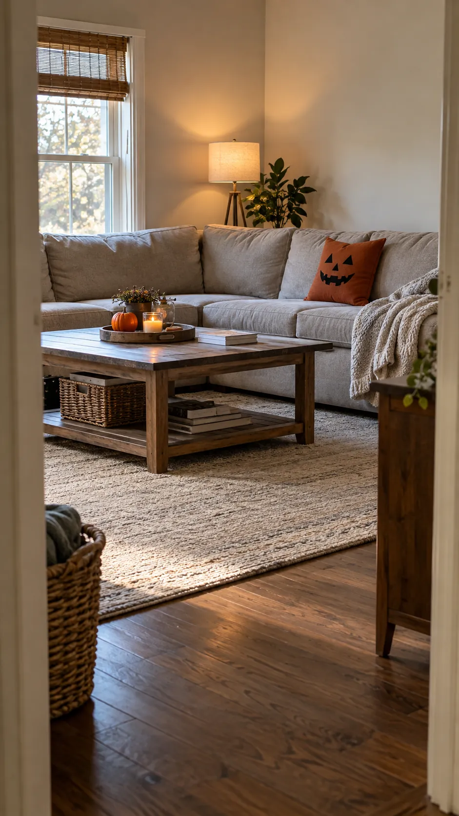 Edit the room at the end of the week in a usable family Halloween living room