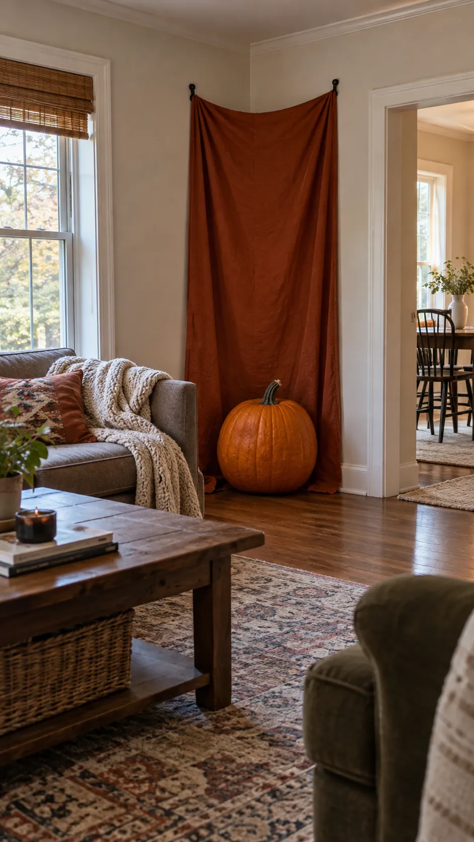 Make one corner the photo spot in a usable family Halloween living room