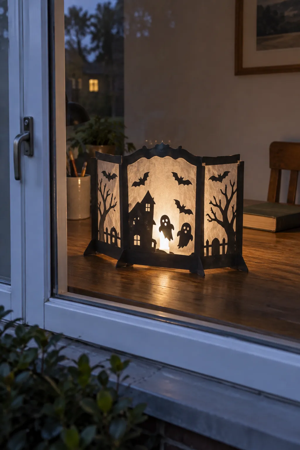 Shadow Puppet Stage on a Table Halloween window decoration without anything stuck to the glass