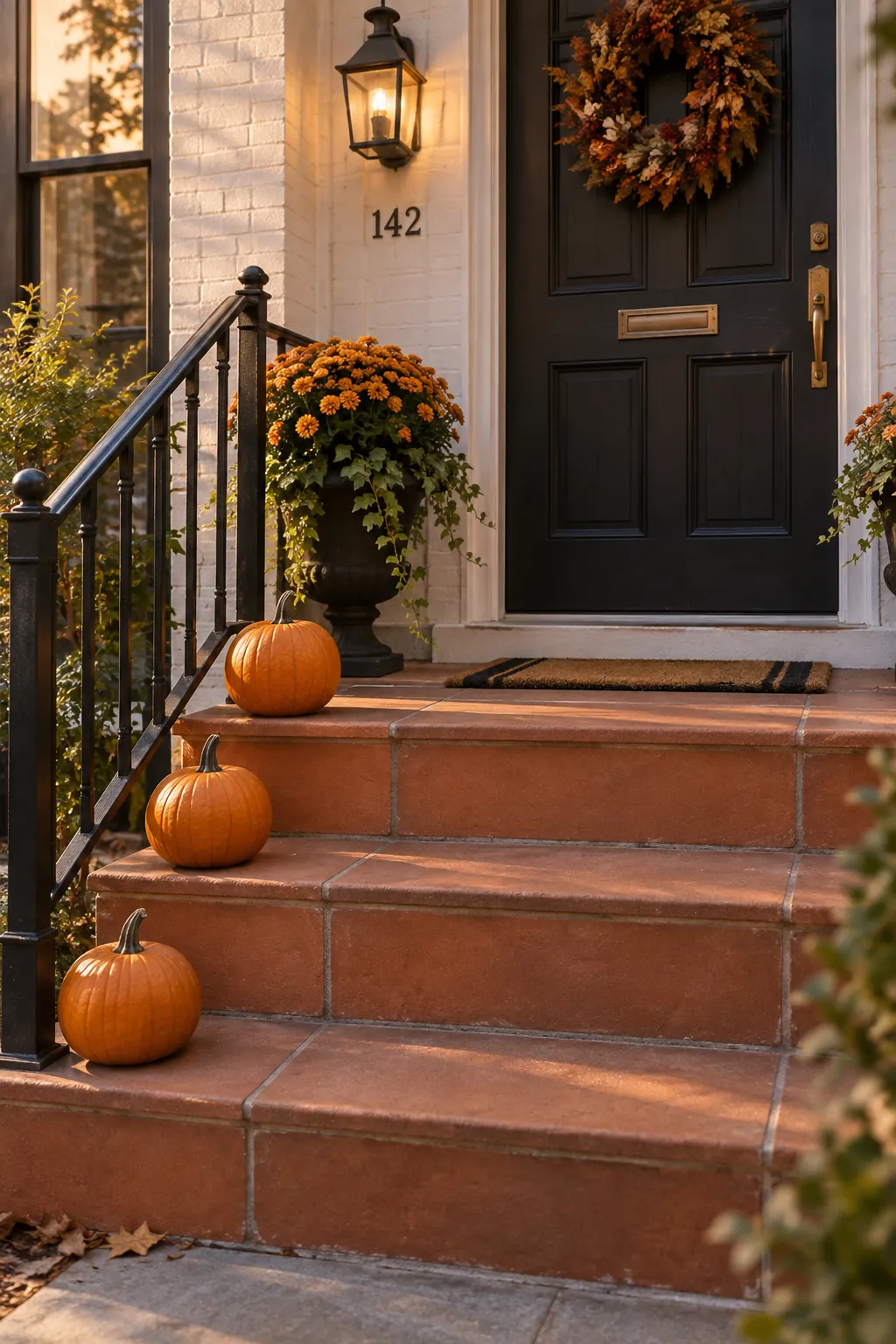 Make the steps the display on a Halloween porch with no front lawn