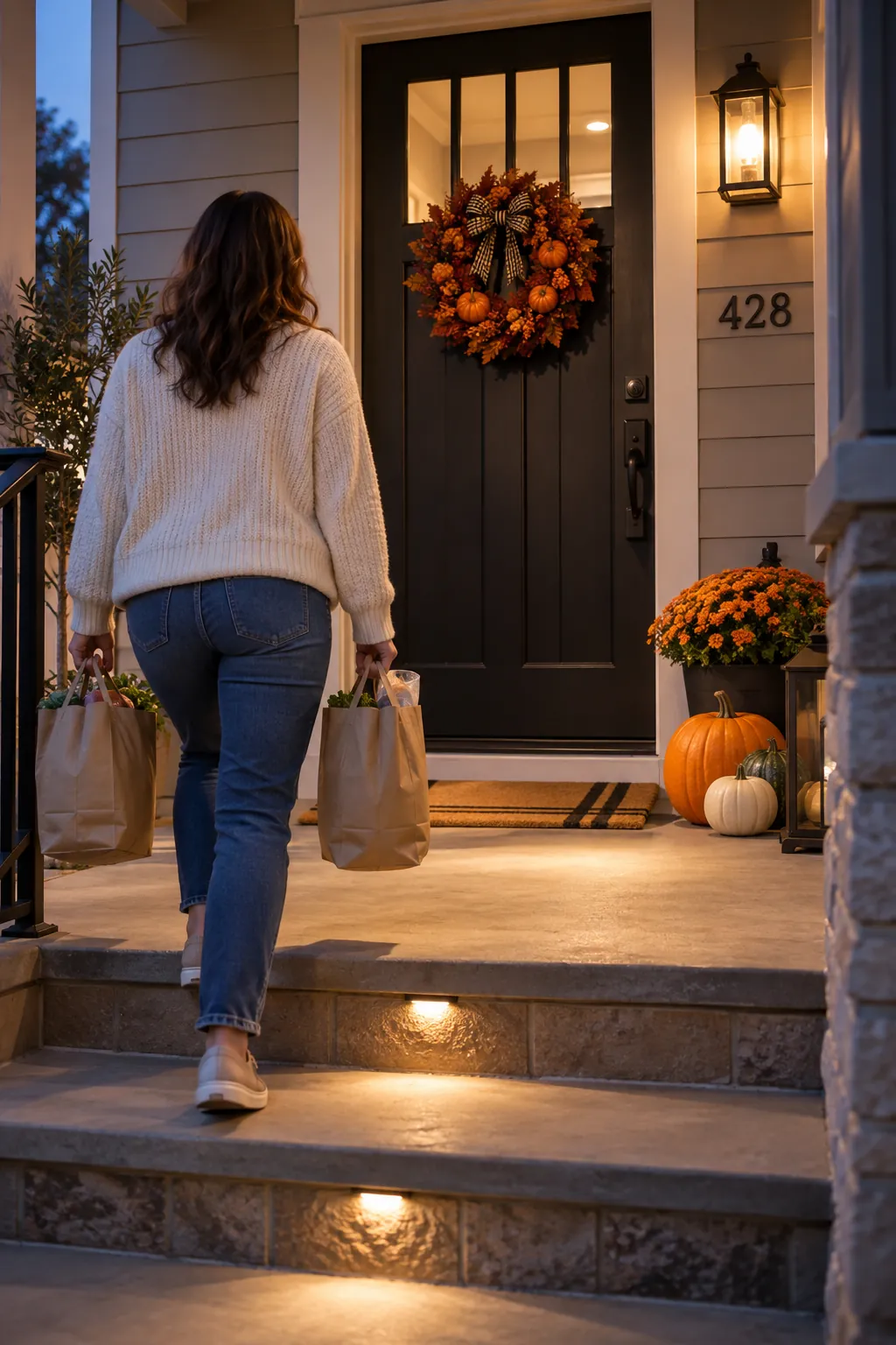 Edit the porch before Halloween night on a Halloween porch with no front lawn