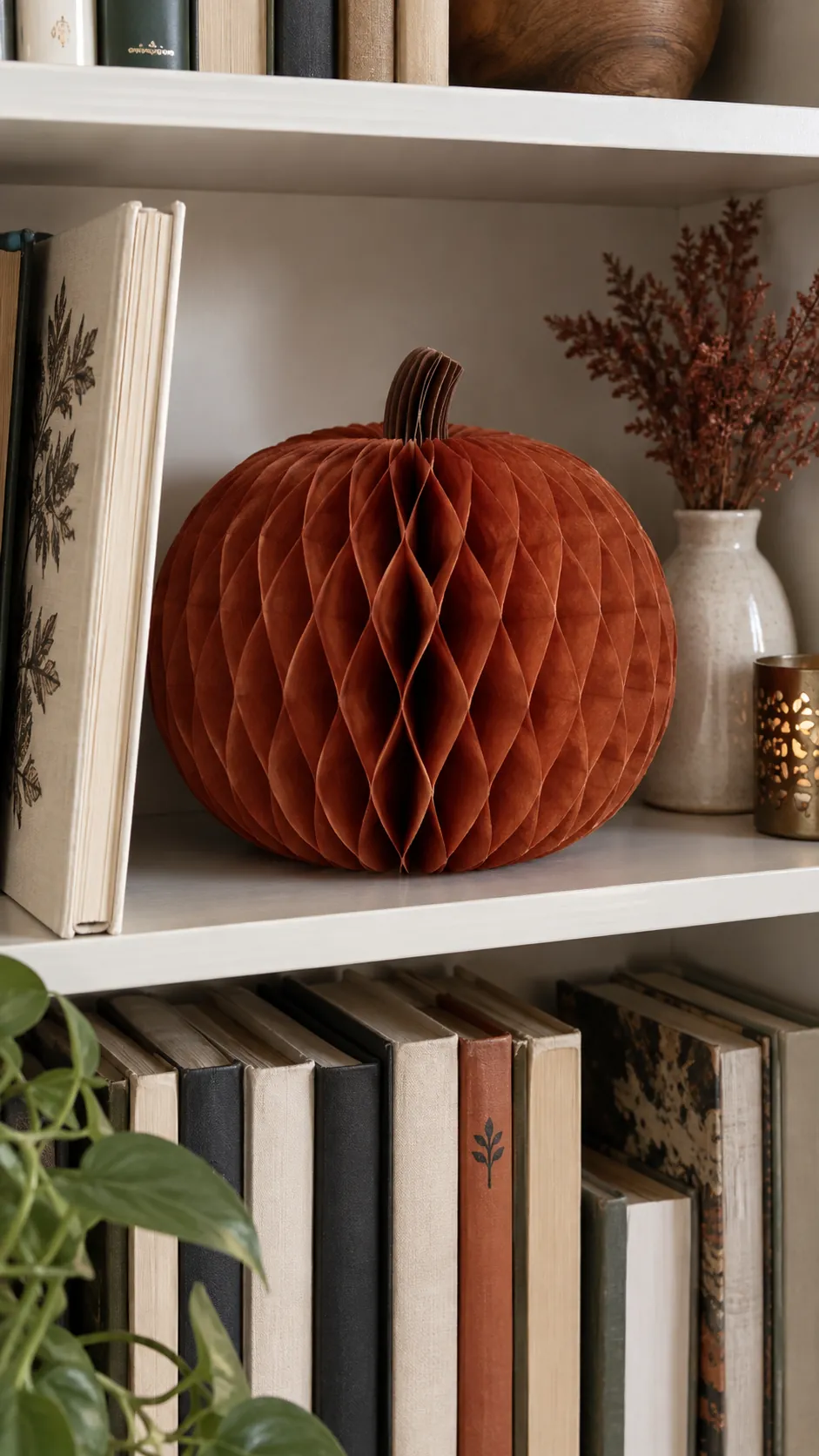 Honeycomb tissue pumpkins that stores flat in an apartment