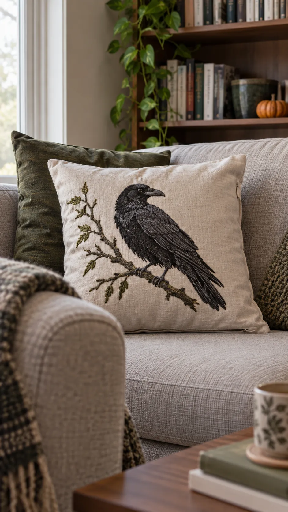 A seasonal cushion cover that stores flat in an apartment