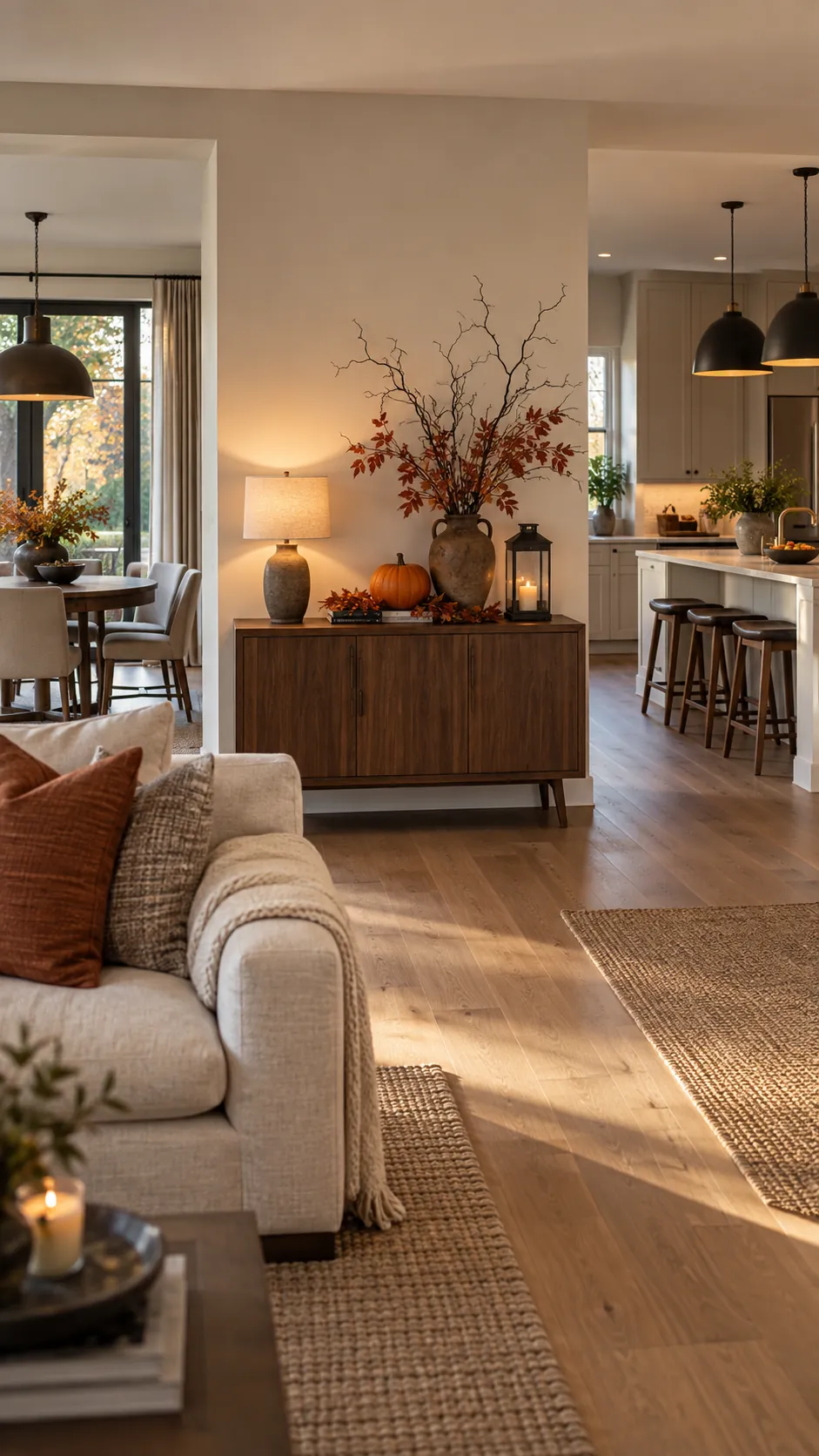 Open plan home with selective Halloween focal decor