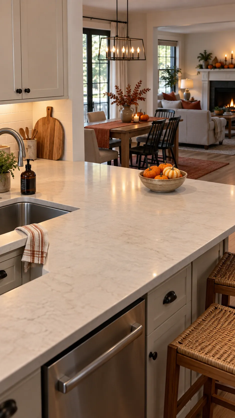 Keep kitchen work surfaces useful in an open plan Halloween home