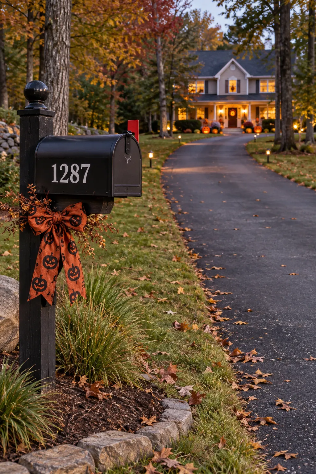 Make the mailbox part of the invitation for a Halloween yard with a distant house