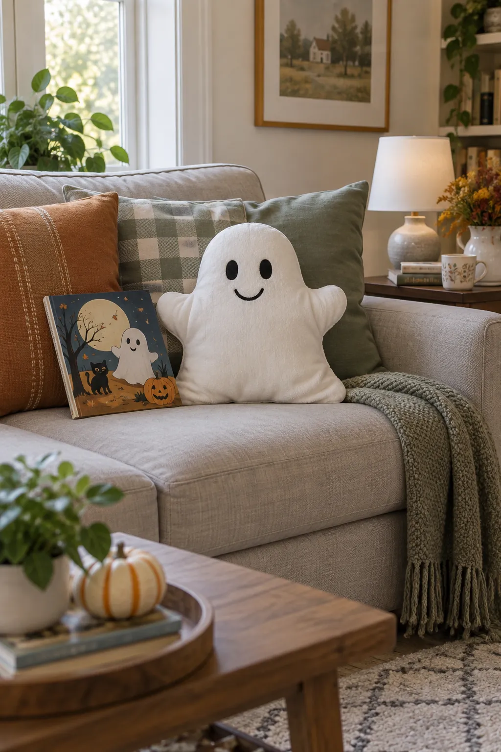 Friendly Ghost Pillow Corner for a gentle child friendly Halloween display