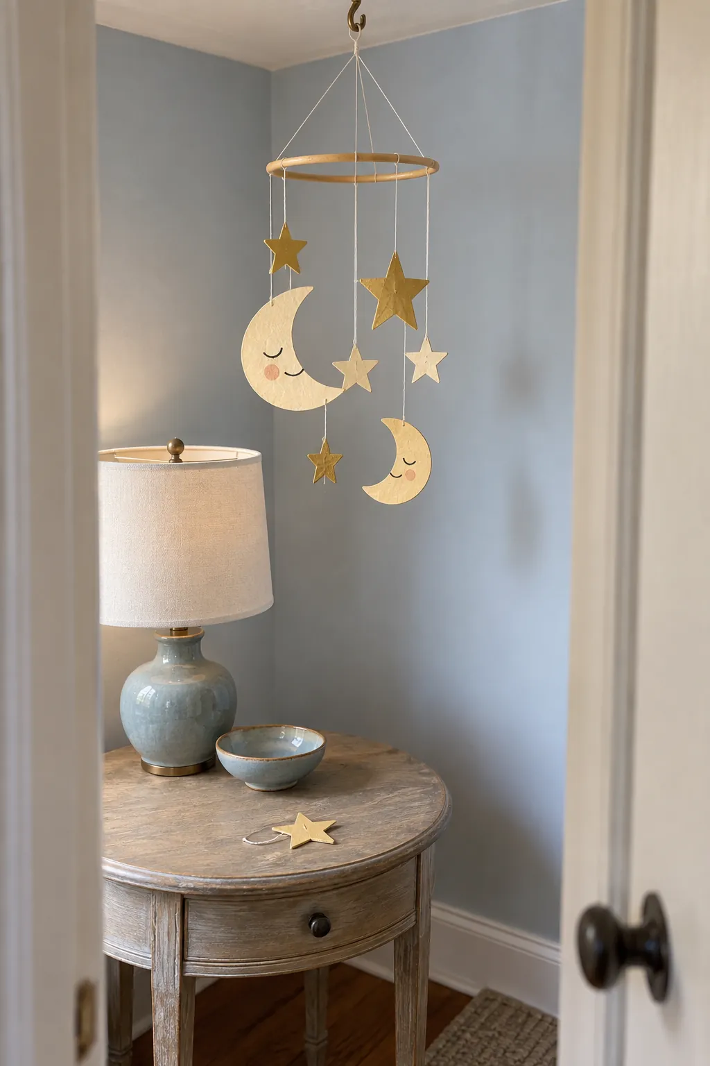 Glow Free Moon and Star Mobile for a gentle child friendly Halloween display