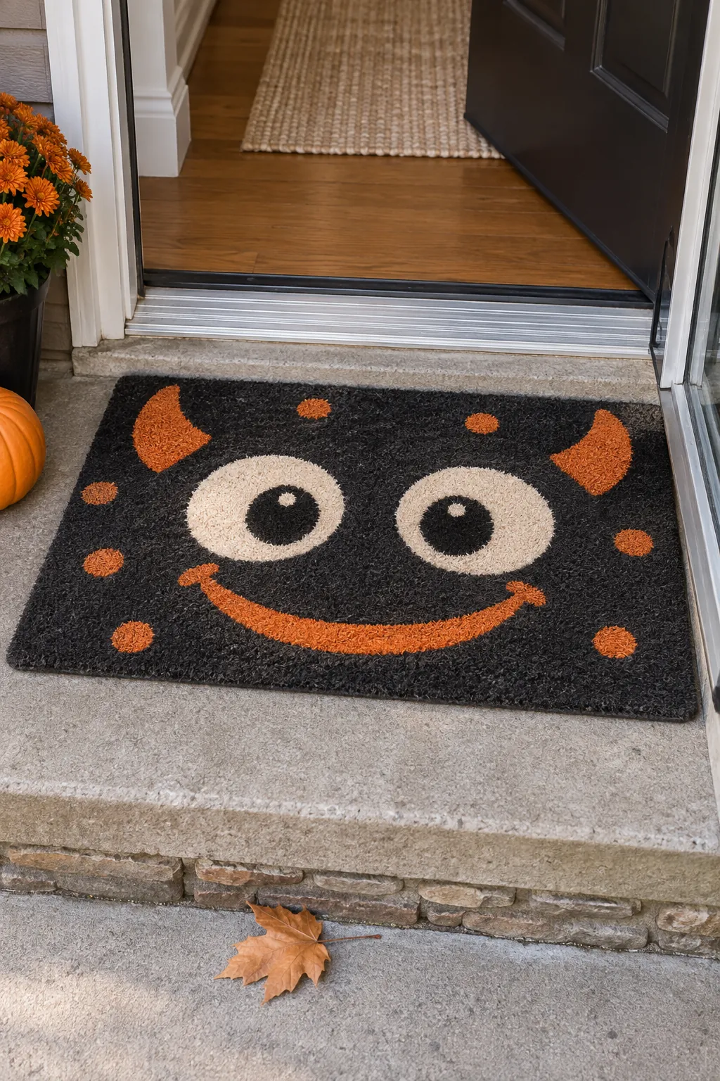 Friendly Monster Door Mat for a gentle child friendly Halloween display