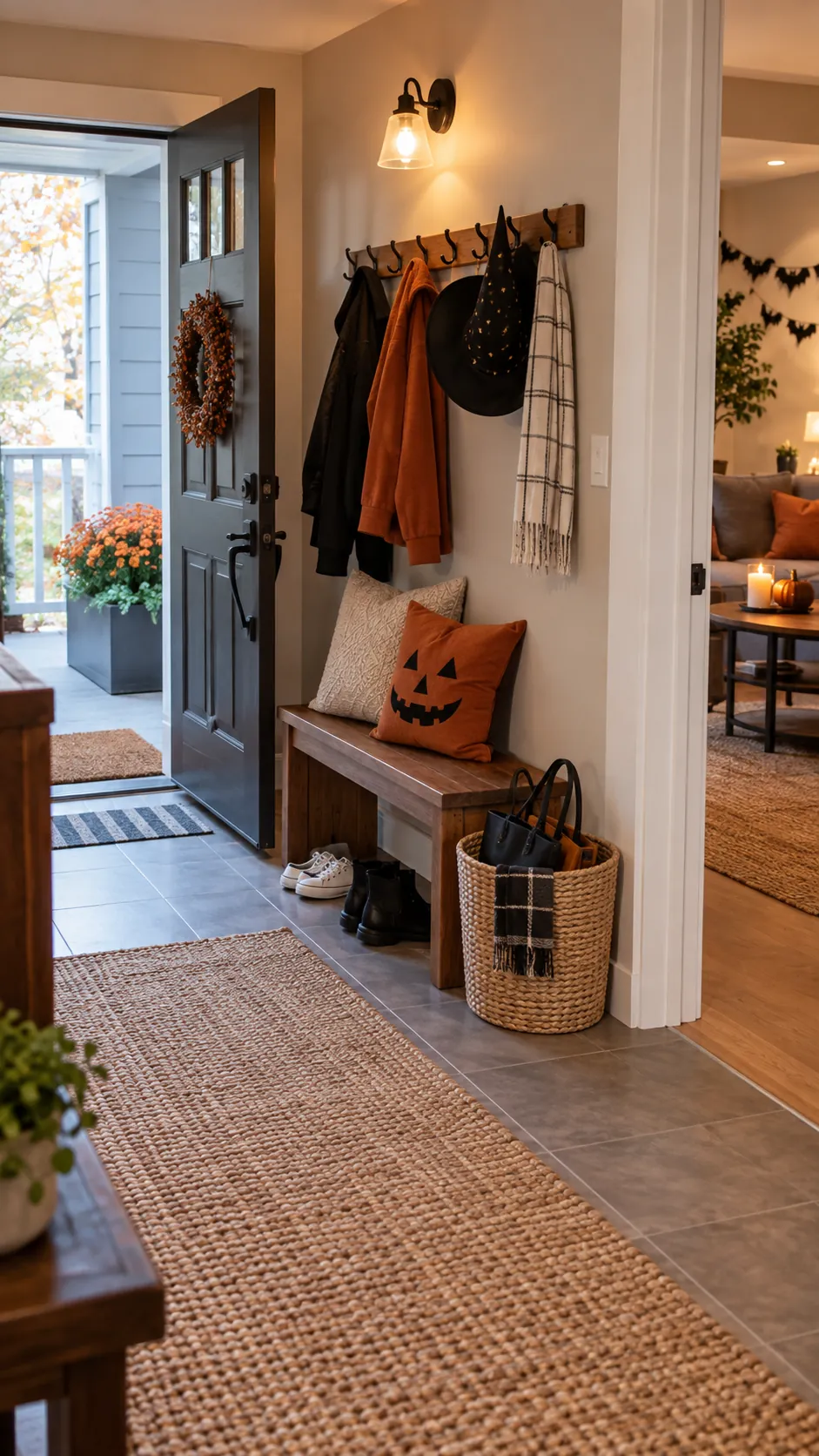 Halloween party room with arrival drop zone
