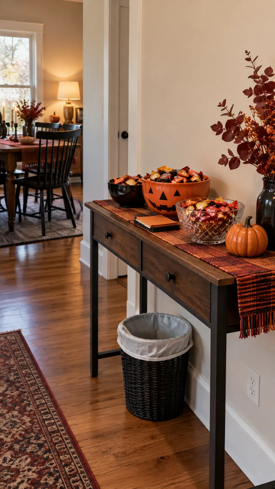 Halloween party room with candy nook