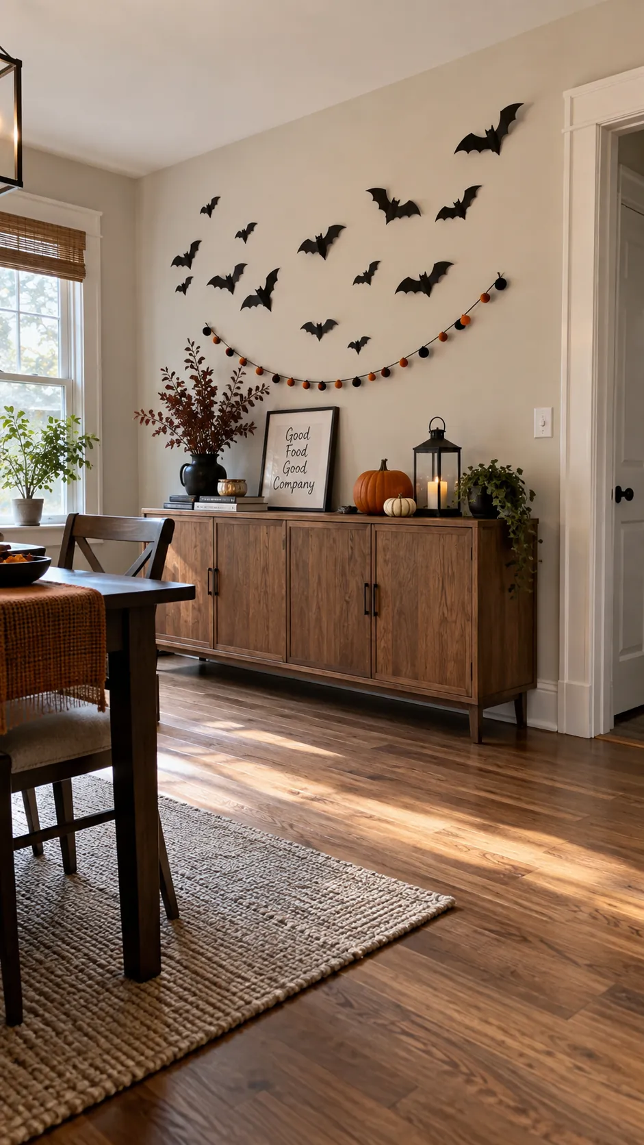 Halloween party room with vertical decor