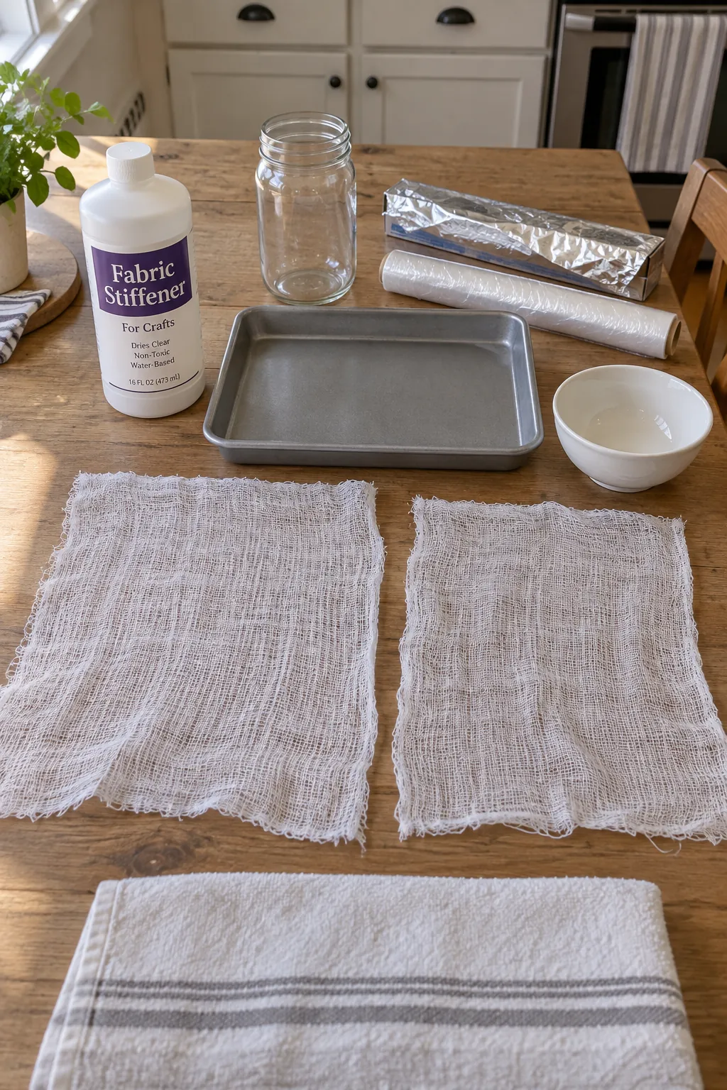 Gather Cloth, Stiffener, and a Stable Mold in a freestanding cheesecloth ghost tutorial