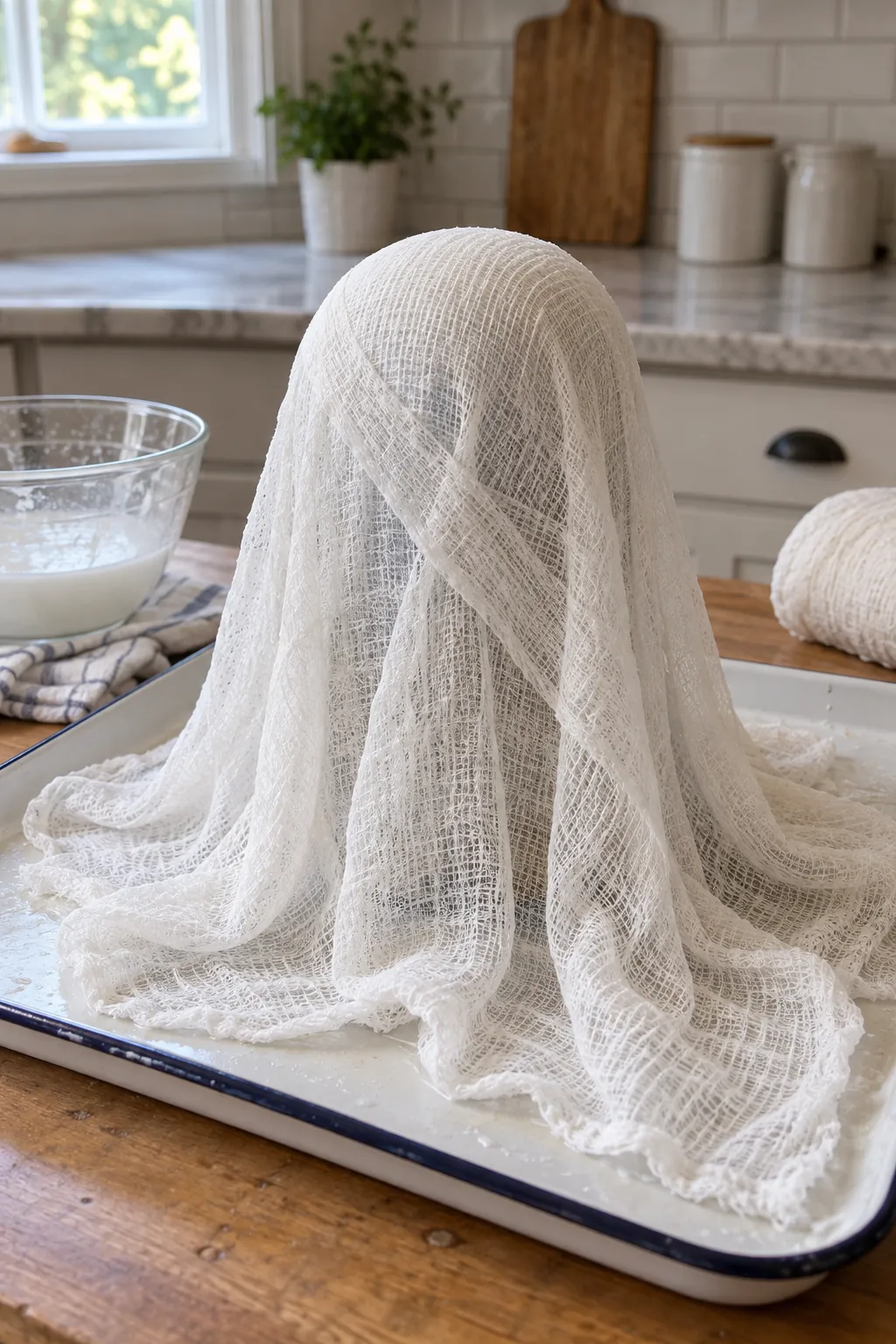 Drape Two Layers and Shape the Base in a freestanding cheesecloth ghost tutorial
