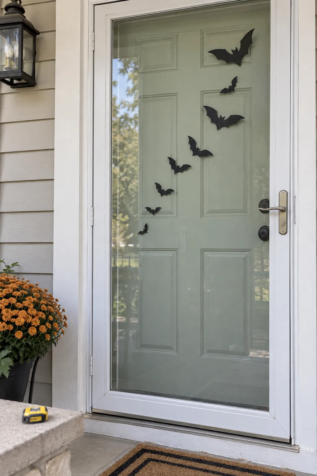 Paper Bat Cascade with a closing storm door