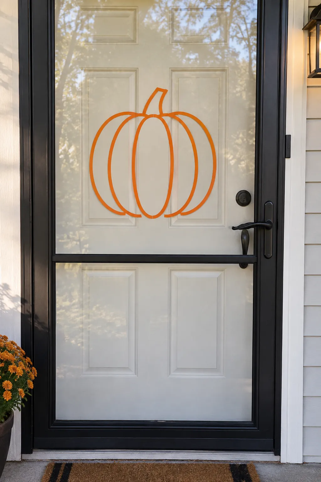 Washi Tape Pumpkin Outline with a closing storm door