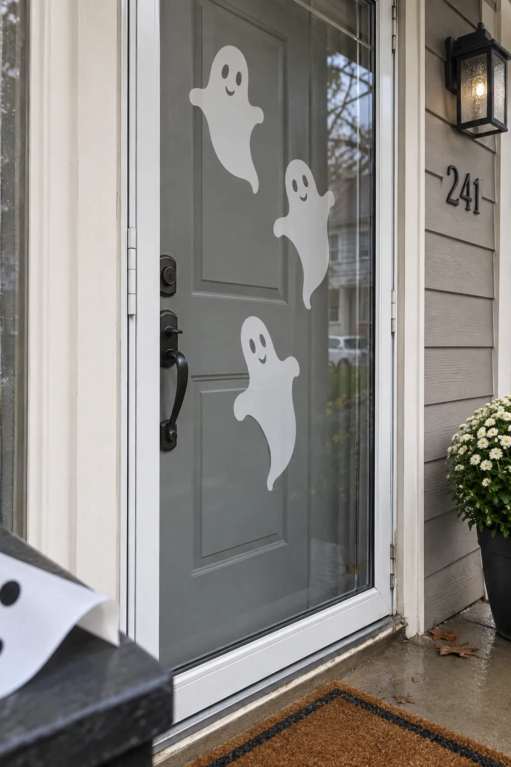Removable Ghost Silhouettes with a closing storm door