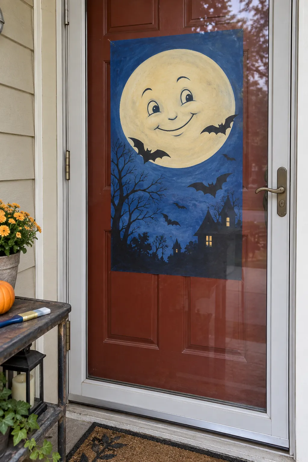 Painted Paper Door Panel with a closing storm door