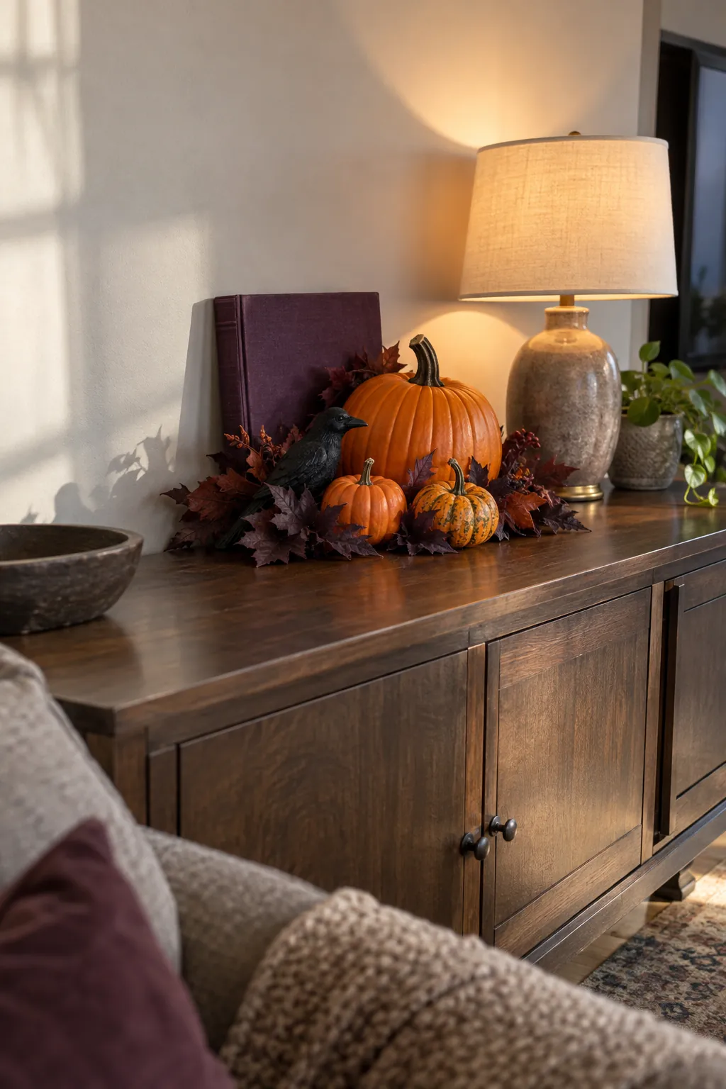 Move the Same Colors Into a More Dramatic Group to reuse autumn decorations for Halloween