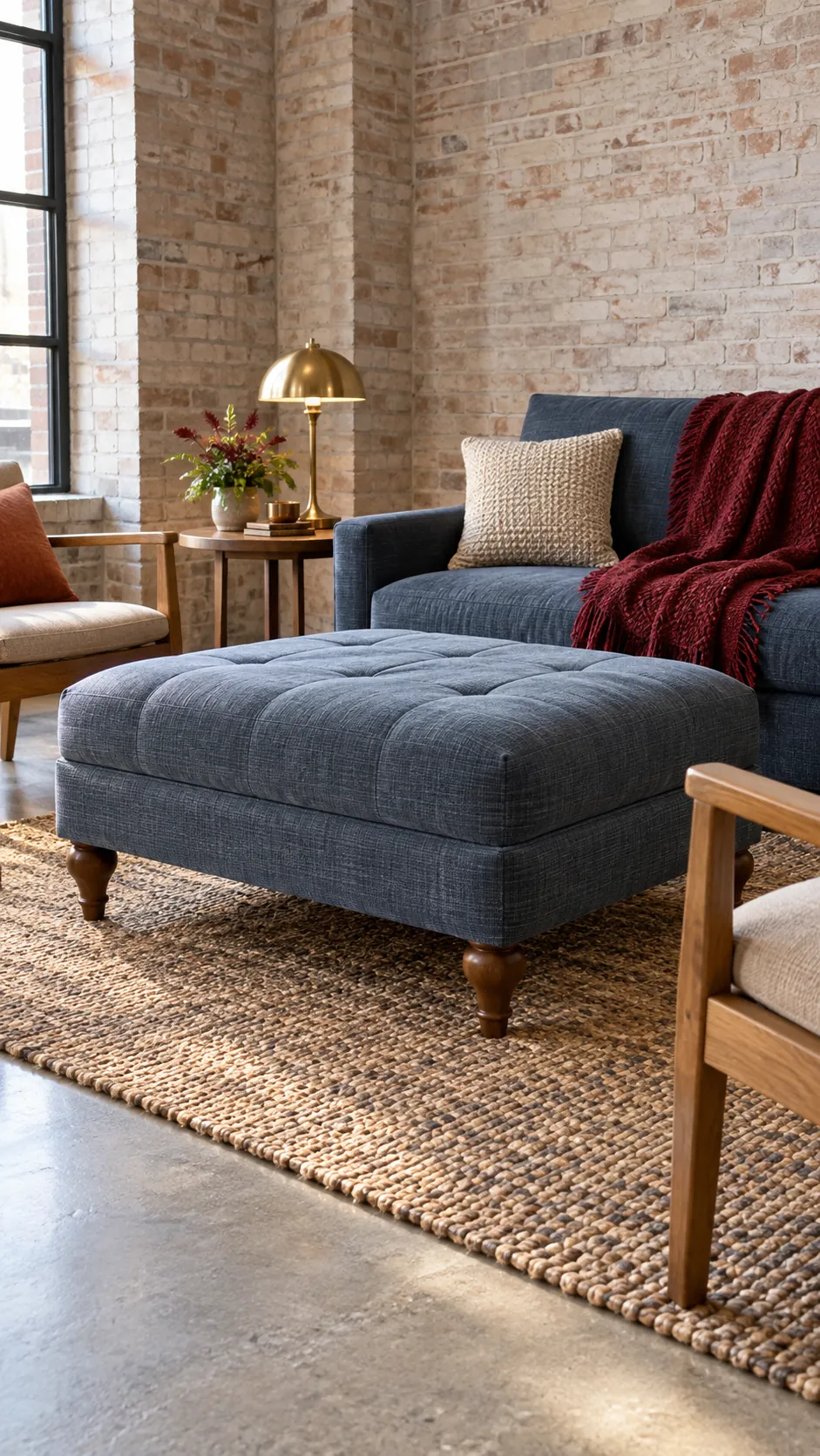 Thanksgiving living room with useful ottoman