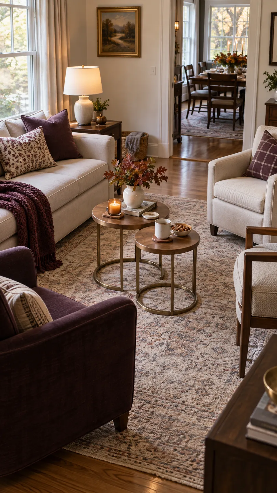 Thanksgiving living room with smaller coffee table