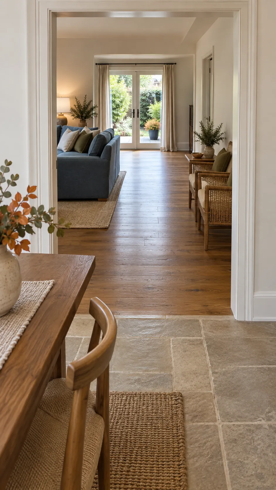 Thanksgiving living room with clear dinner route