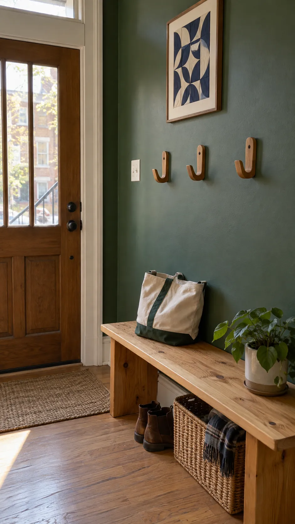 Reserve Hooks for Guest Coats in a practical Thanksgiving entryway
