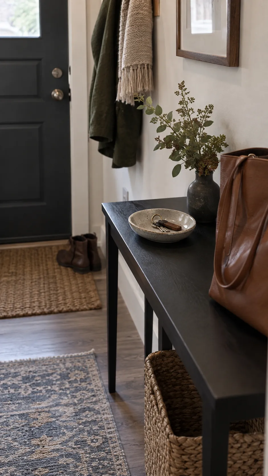 Give Keys a Small Landing Tray in a practical Thanksgiving entryway
