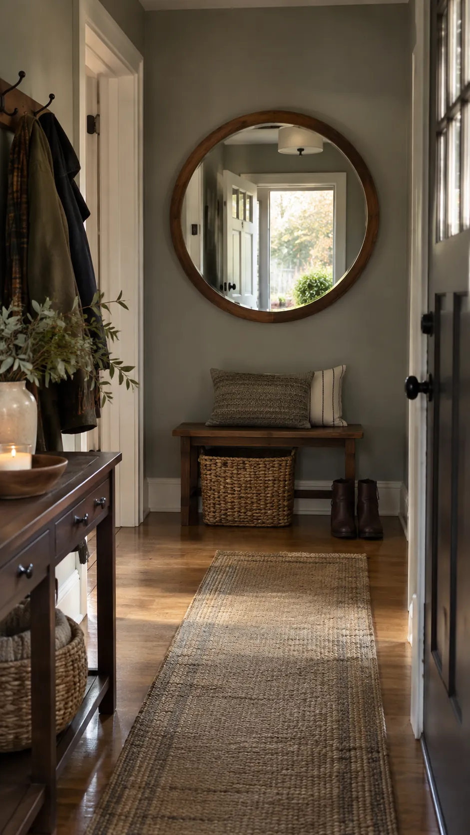 Reflect Existing Light With a Mirror in a practical Thanksgiving entryway
