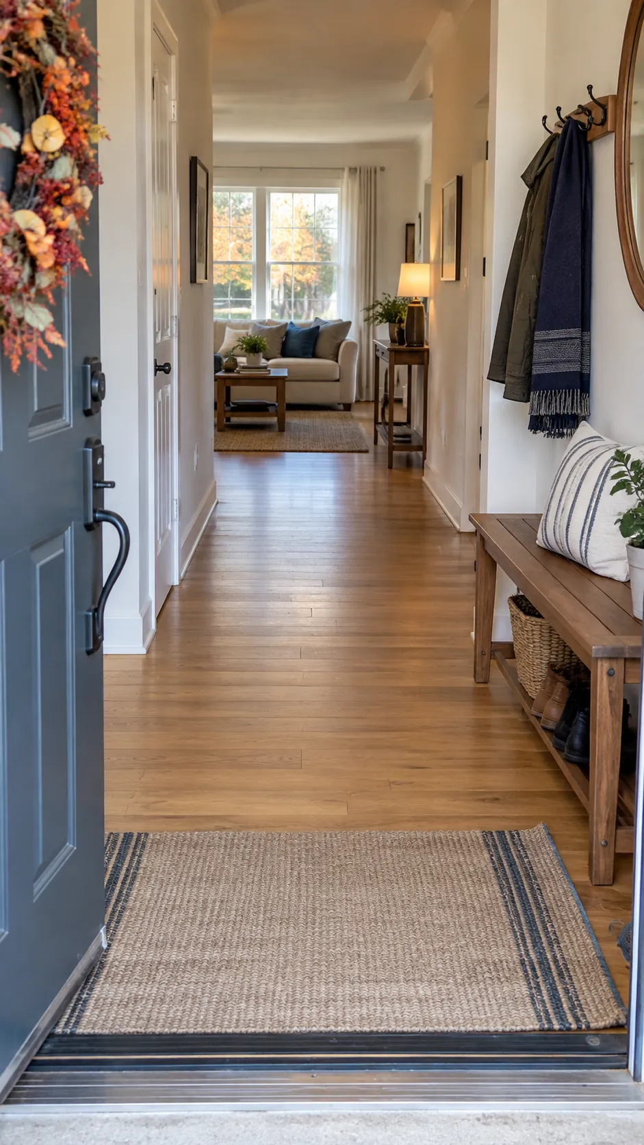 Make the Path Comfortable for Every Guest in a practical Thanksgiving entryway