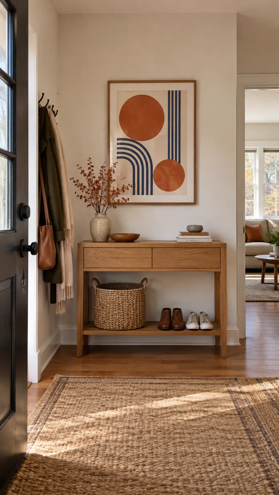 Use One Existing Picture as the Focal Point in a practical Thanksgiving entryway
