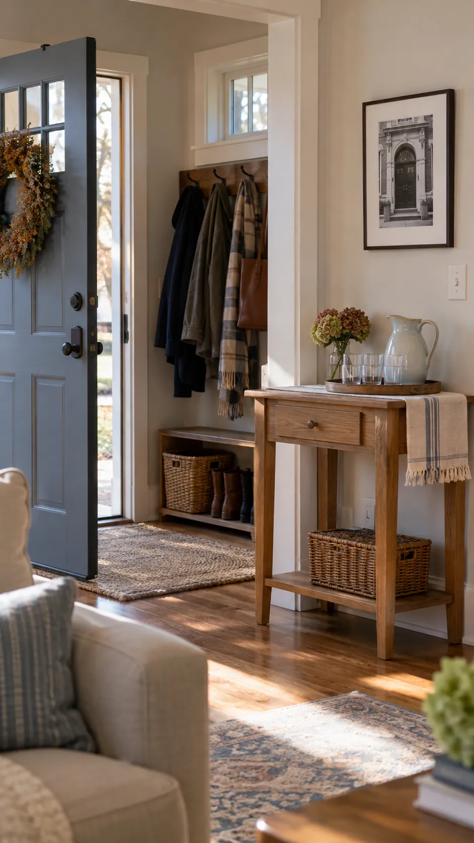 Offer Water After the Journey in a practical Thanksgiving entryway