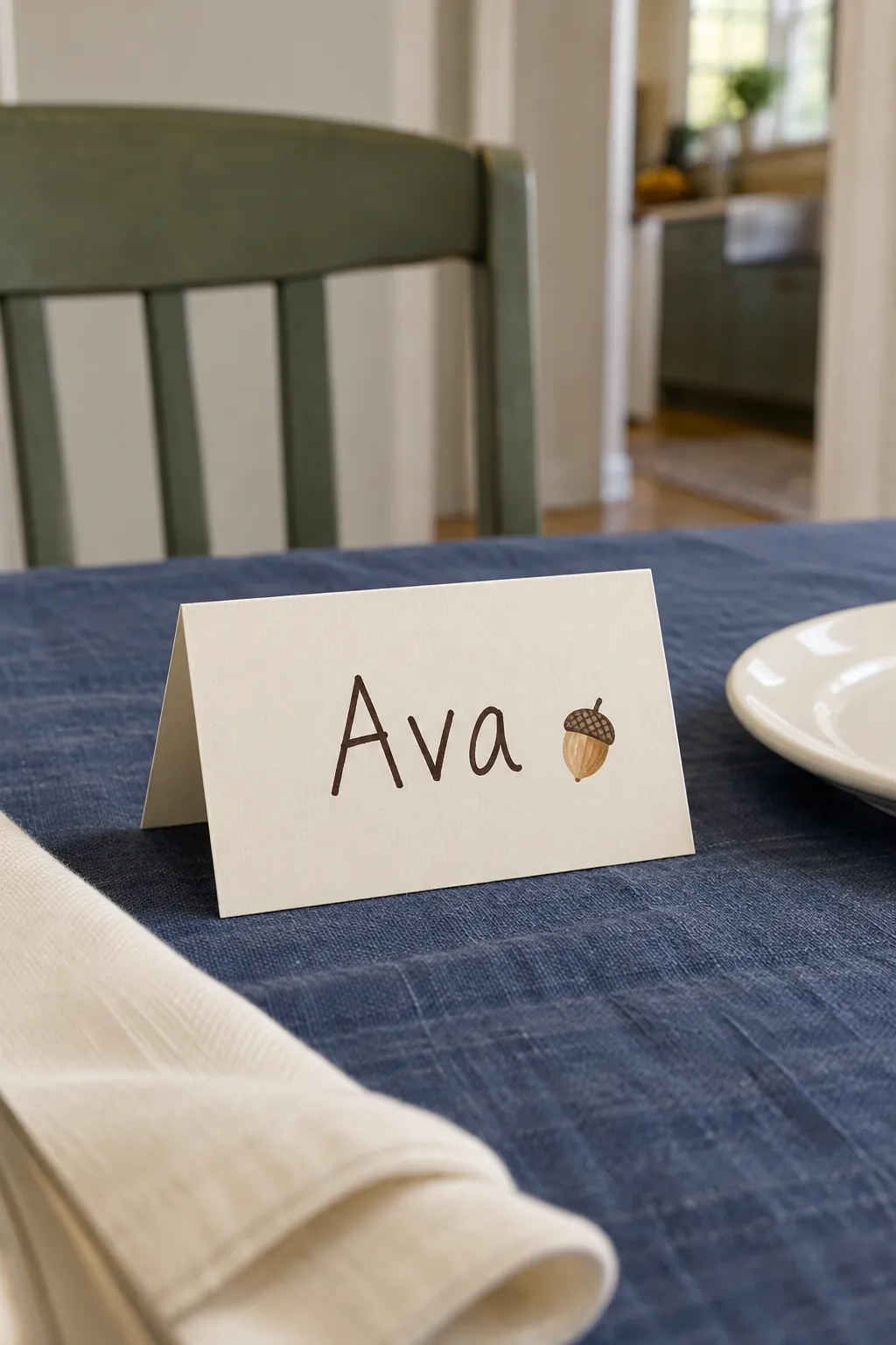 Thanksgiving table decoration with handwritten tent cards