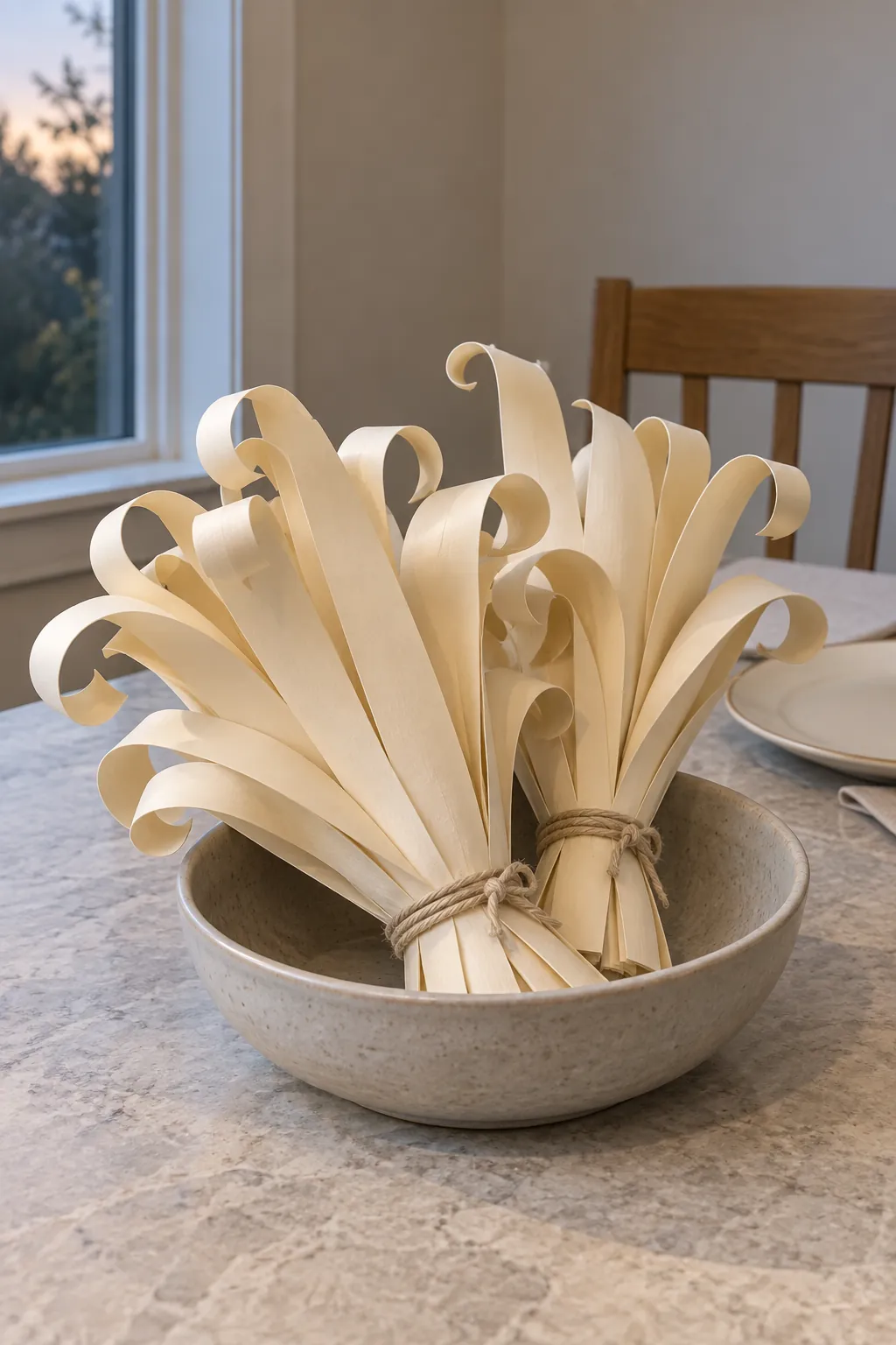 Thanksgiving table decoration with paper corn husk bundles