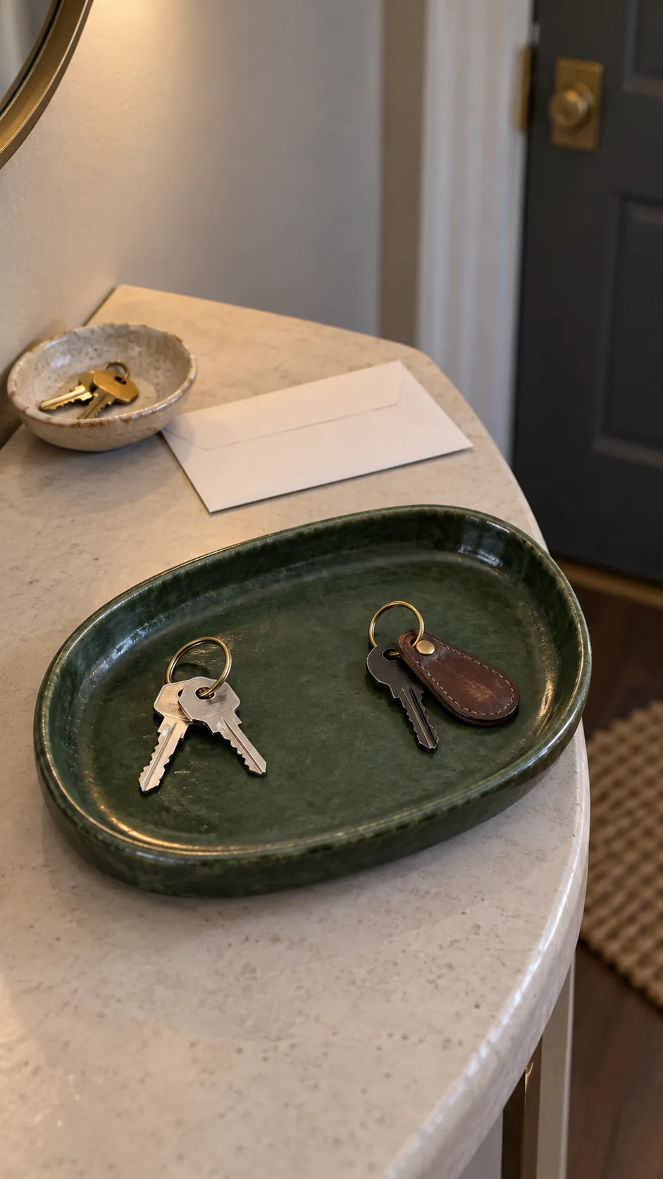 Entry key tray for Thanksgiving in a small apartment