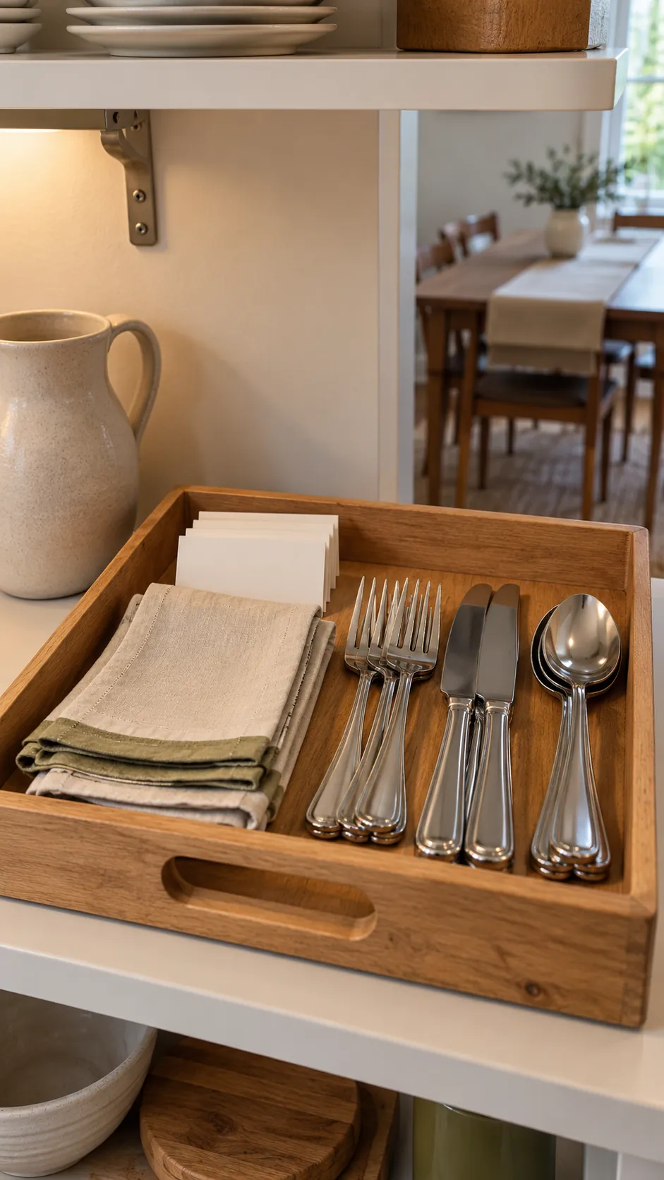 Meal setup tray in a guest ready apartment