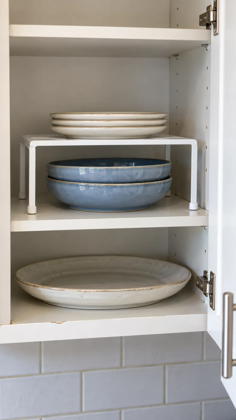 Cabinet serving riser for small apartment holiday preparation