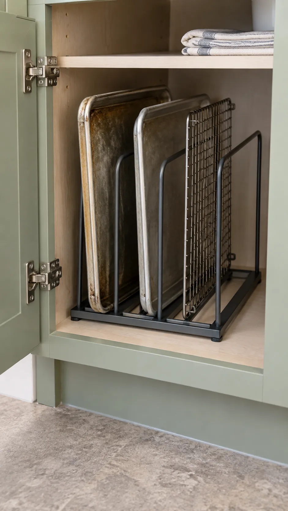 Upright baking trays for small apartment holiday preparation