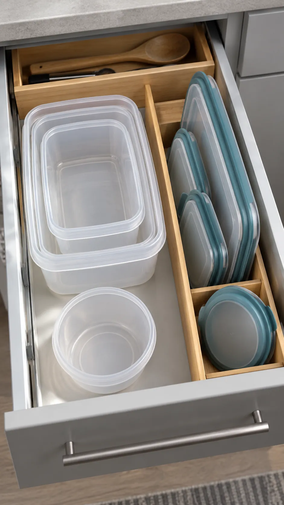 Matched container lids for small apartment holiday preparation